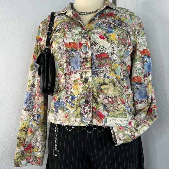 Abstract All Over Graffiti Print Light-Wight Jacket Size XL - Picture 4 of 9